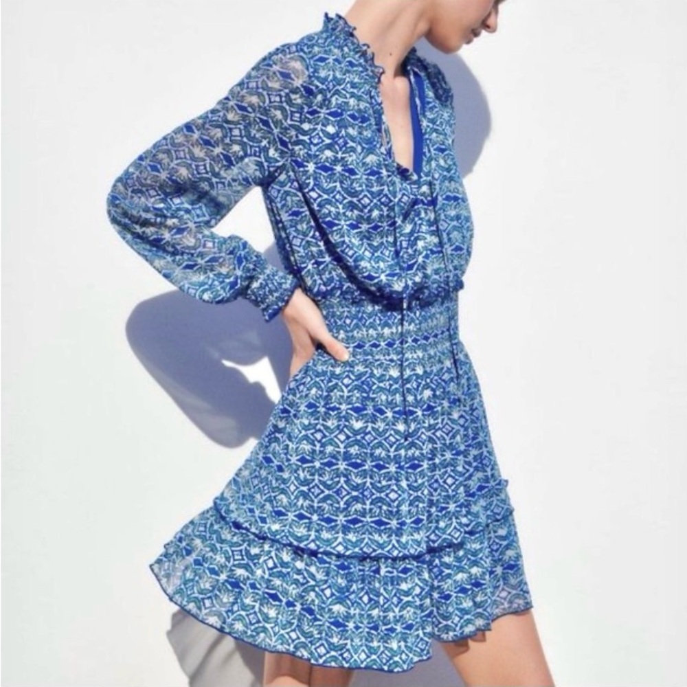 Zara blue tiered dress, NWT